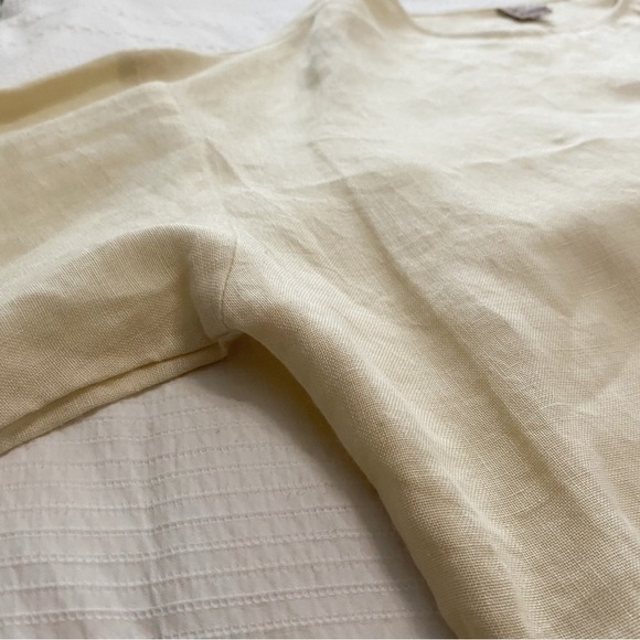 MISS PATINA VINTAGE 100% LINEN CREAM NAVY SCALLOPED SHIFT DRESS - S/P - Picture 8 of 11